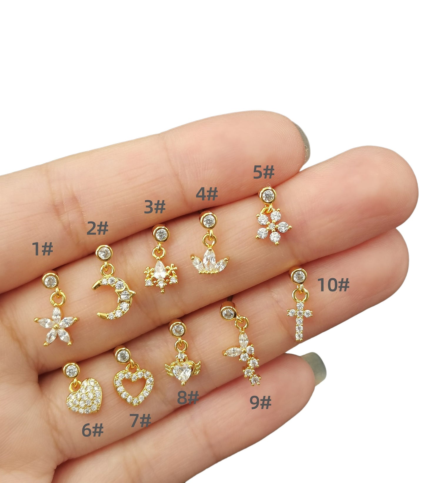 20G Statement CZ Dangling Nose Stud, Ear Piercing