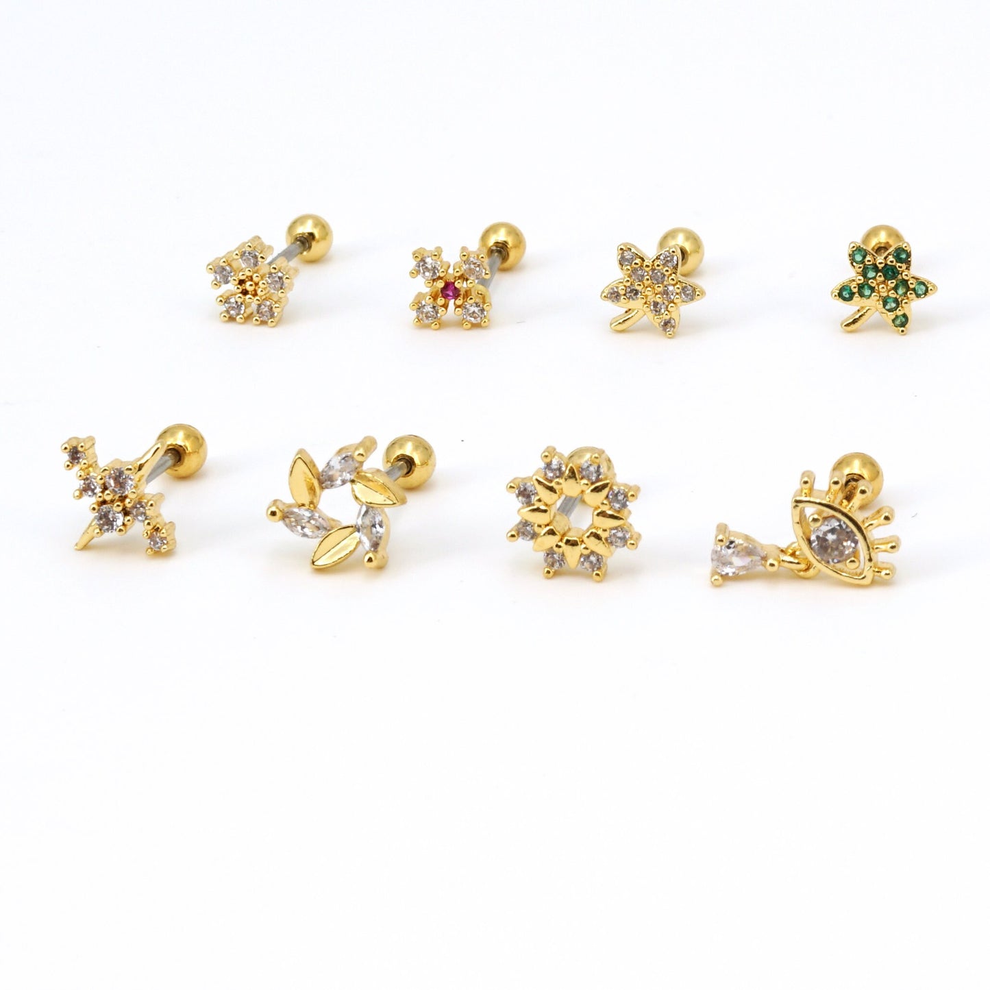 20G CZ Screw Back Stud Earrings, Cartilage Studs Tragus Piercing Stud