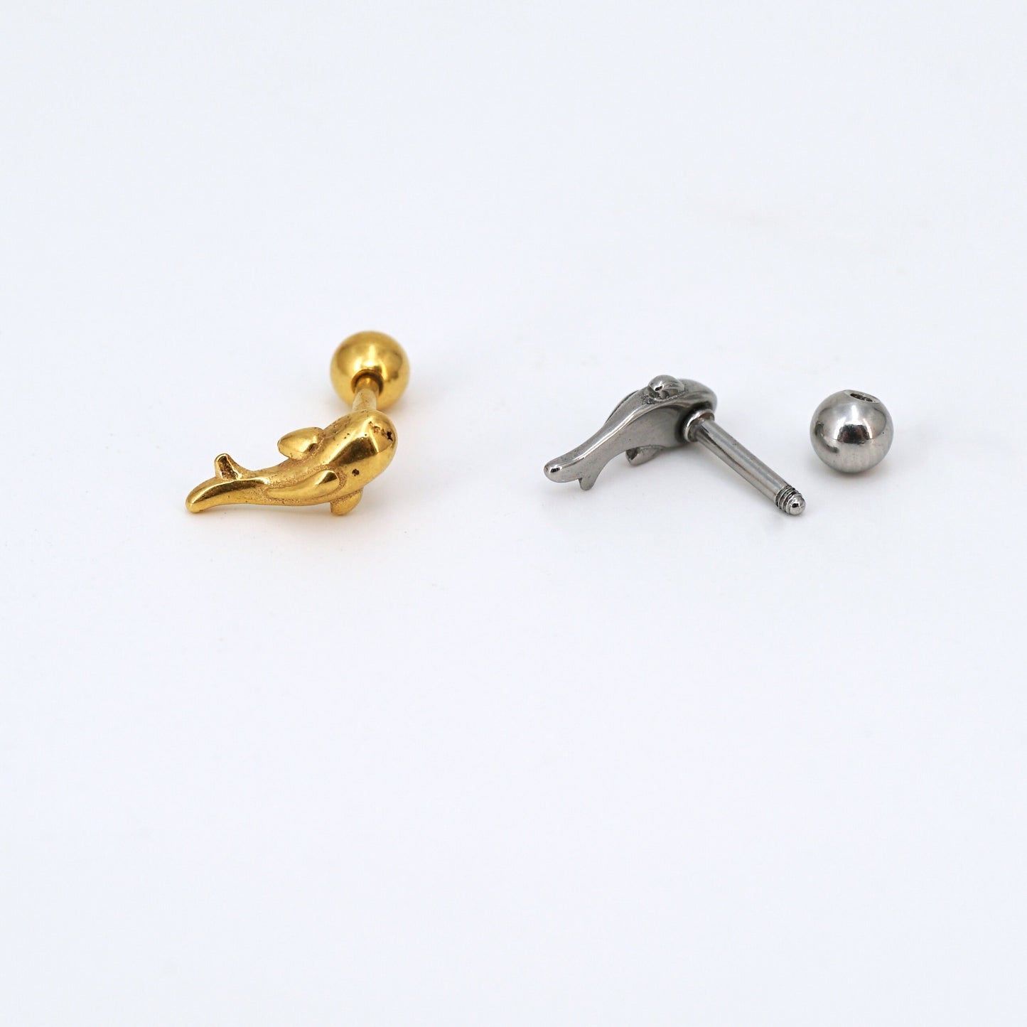 16G Dolphin Cartilage Stud Earring, G23 Titanium