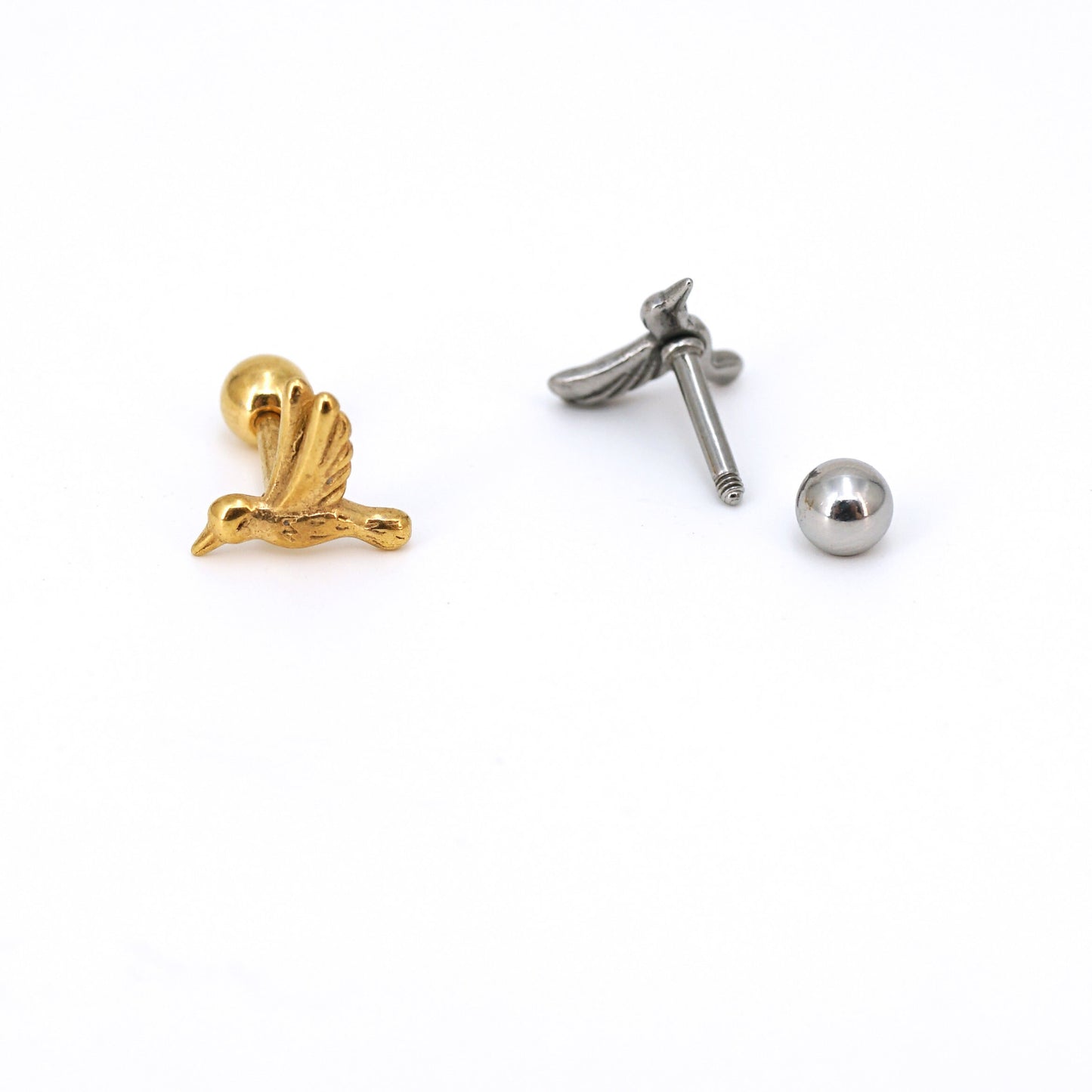 16G Bird Cartilage Stud Earring, Screw Ball Back