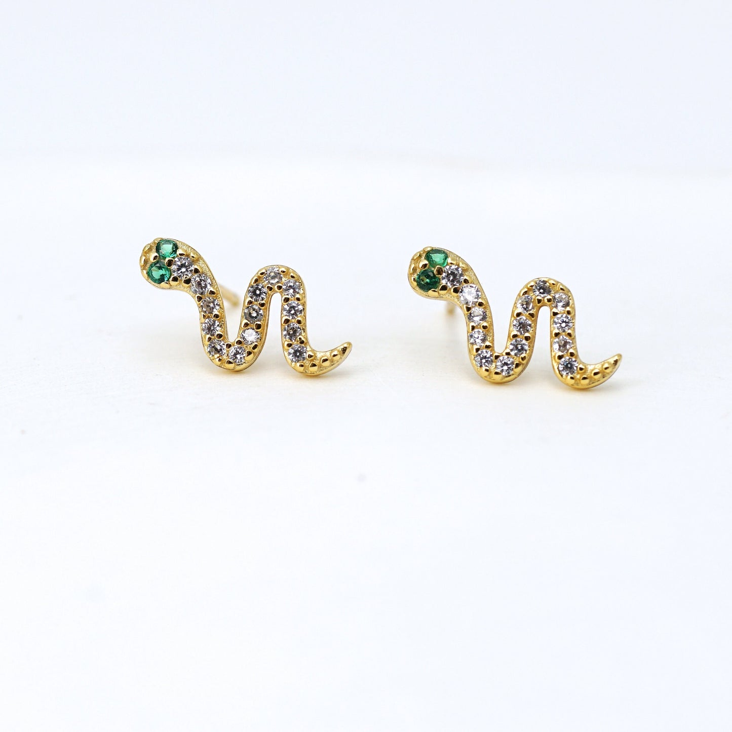 CZ Snake Stud Earrings, Serpent Studs