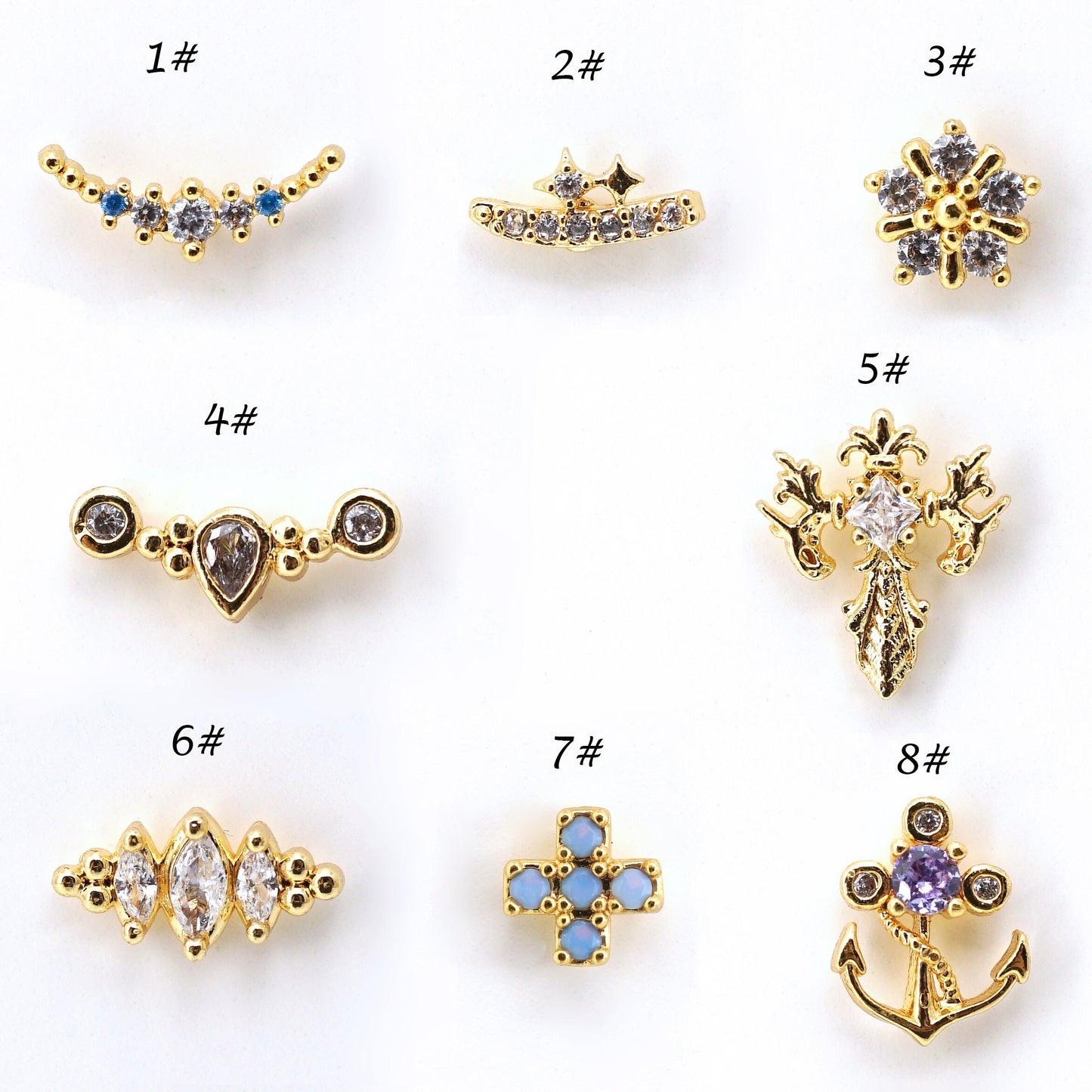 CZ Screw Back Stud Earrings, 20G Cartilage Piercings Helix Studs