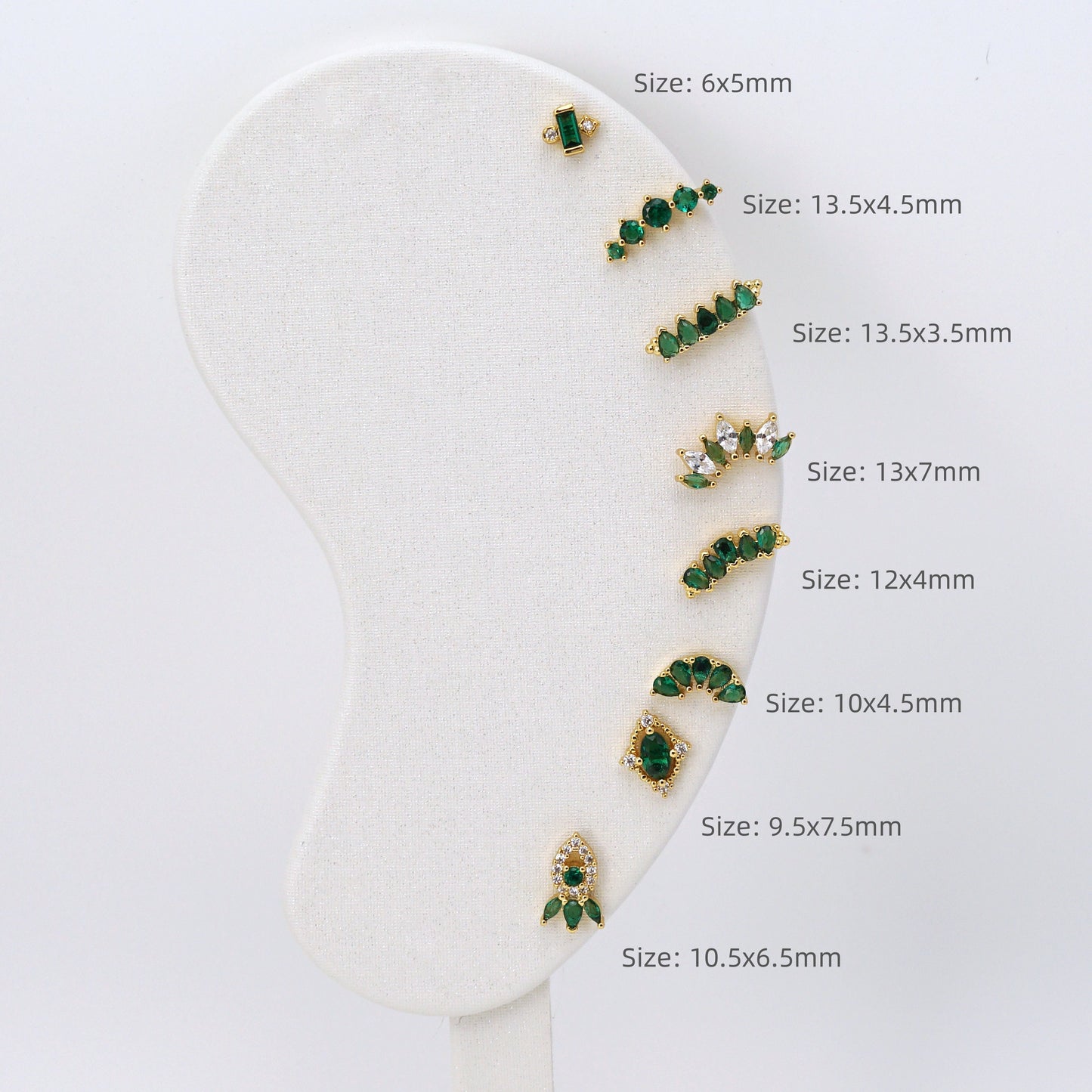 Emerald Green CZ Stud Earring 16G, Screw Back Studs