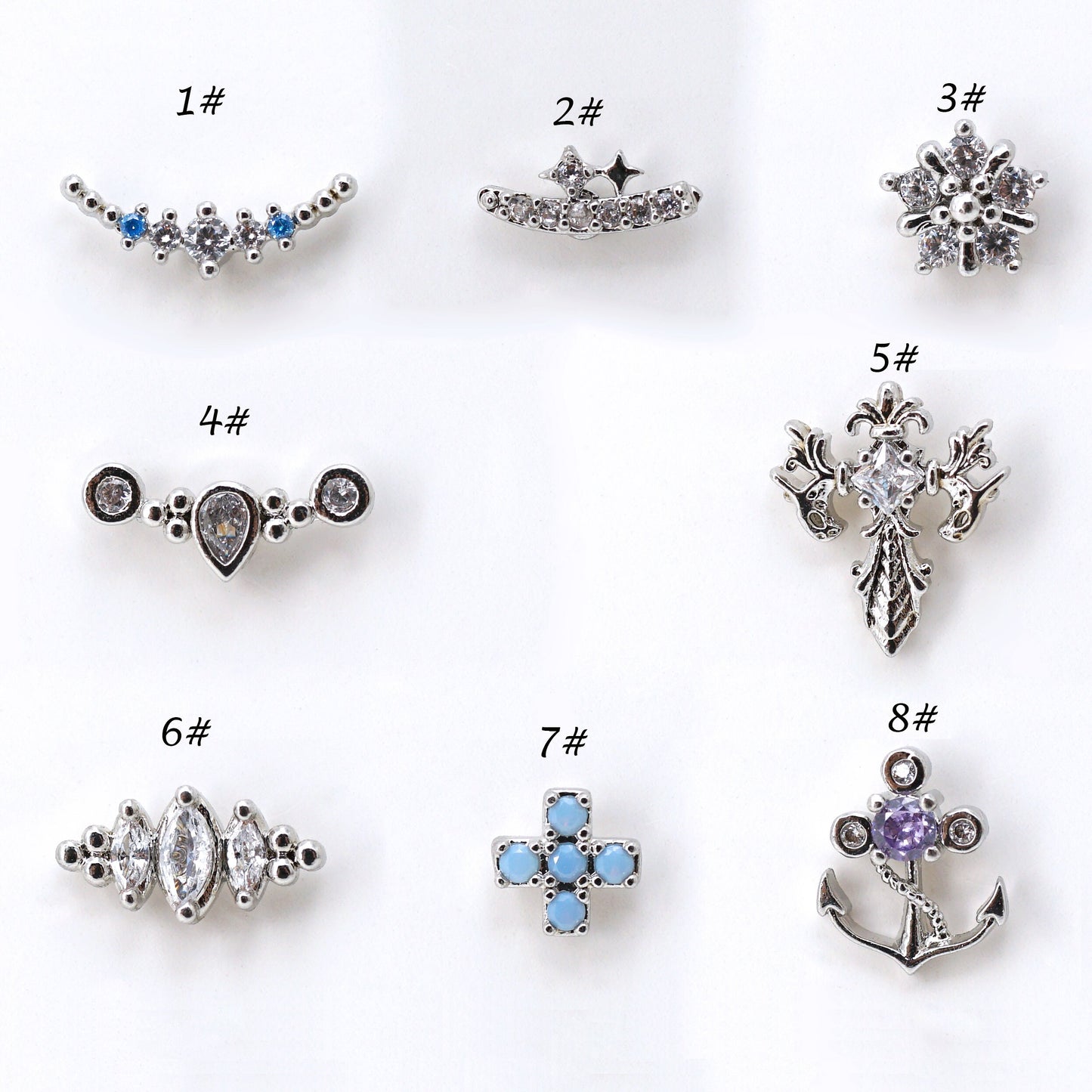 CZ Screw Back Stud Earrings, 20G Cartilage Piercings Helix Studs