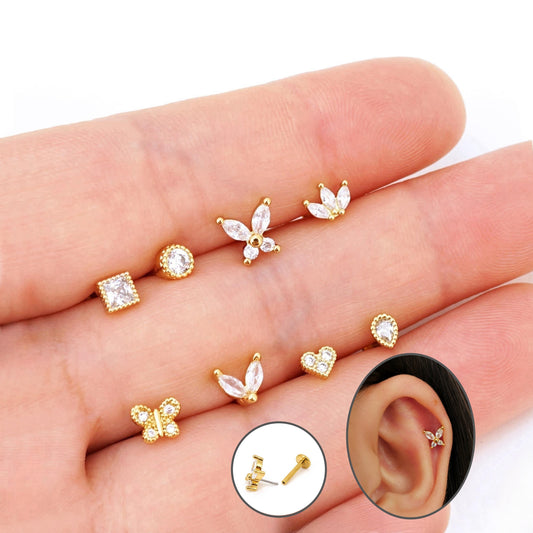 16G Push Pin Labret, Threadless Flat Back Studs