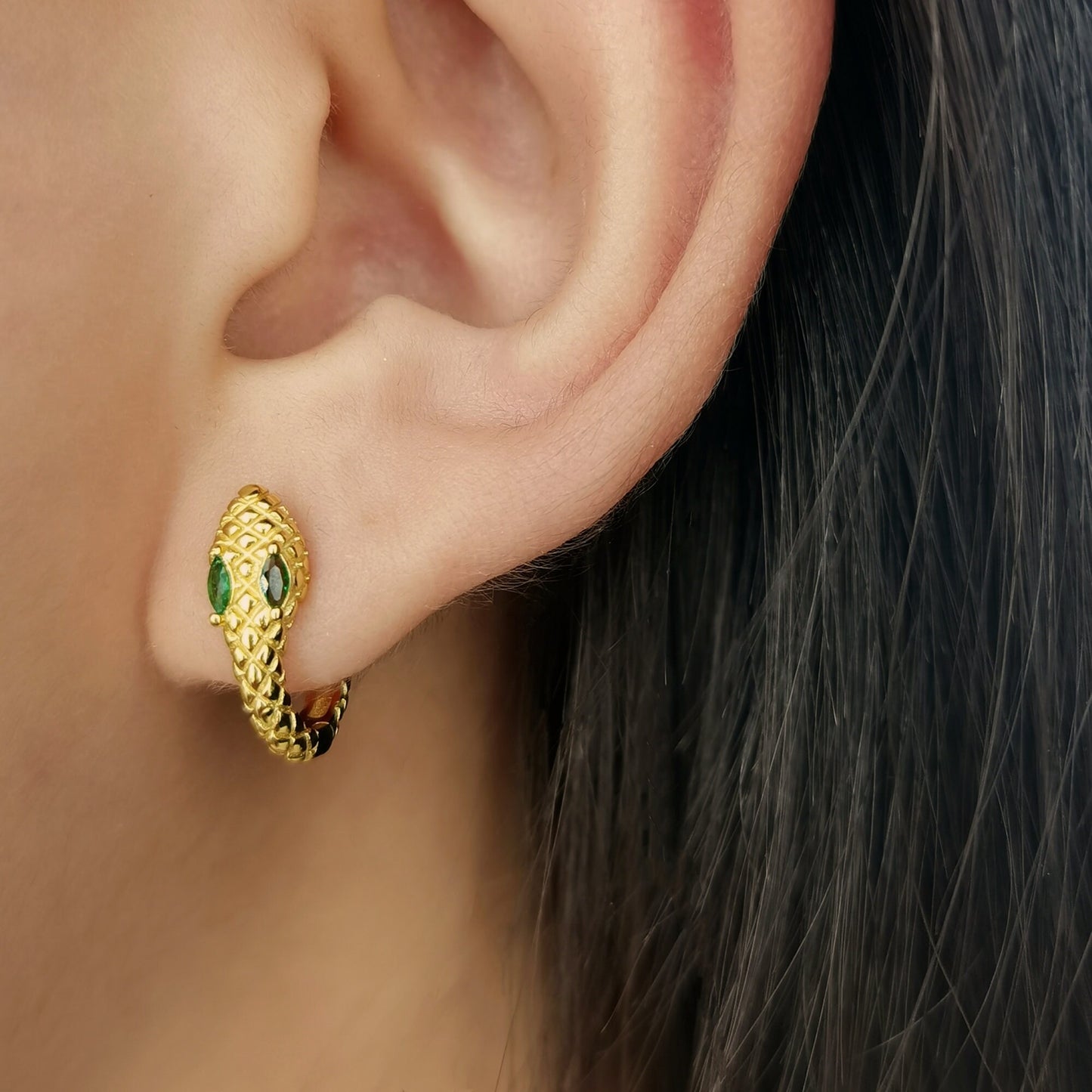 CZ Snake Hoop Earrings, Serpent Jewelry