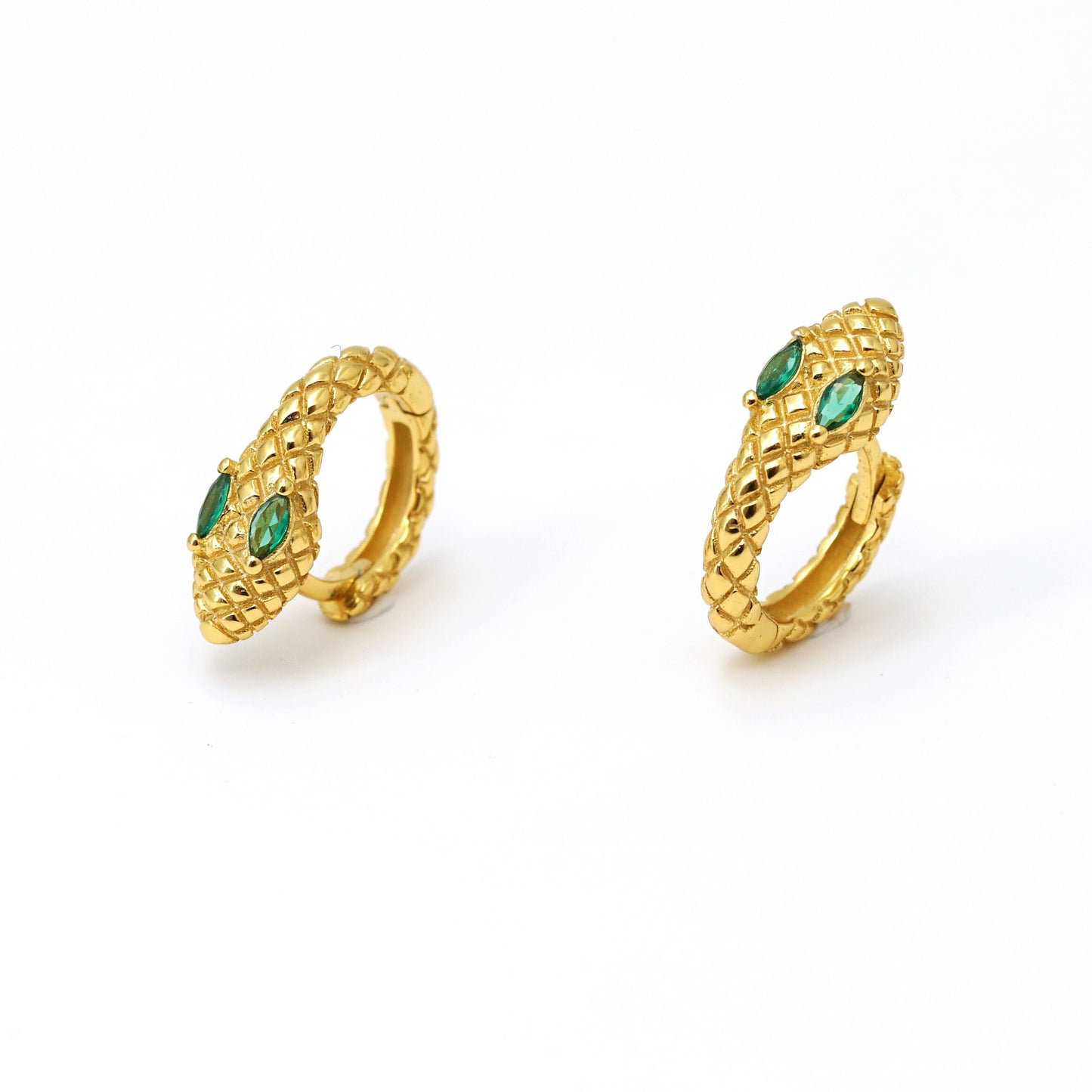 CZ Snake Hoop Earrings, Serpent Jewelry