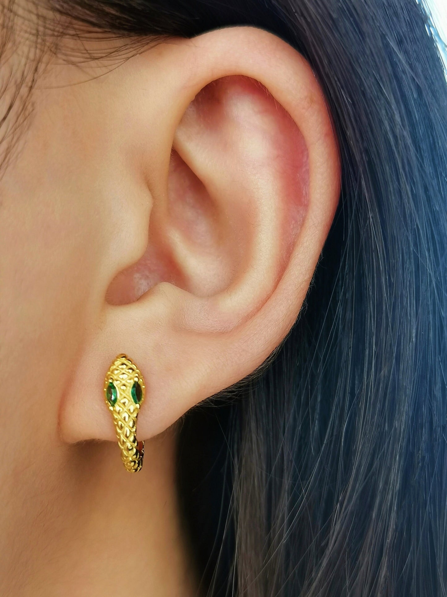 CZ Snake Hoop Earrings, Serpent Jewelry