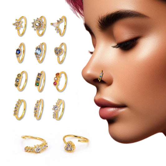 Dainty CZ Nose Hoop (Piercing Required), Helix Hoops