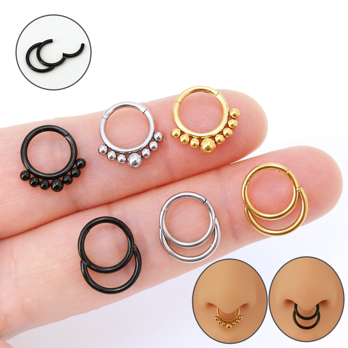 316L Surgical Steel Hinged Daith Hoop Septum Hoop