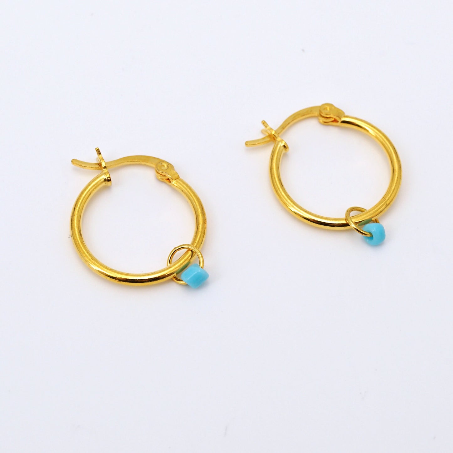 Colorful Bead Dangle Hoop Earrings