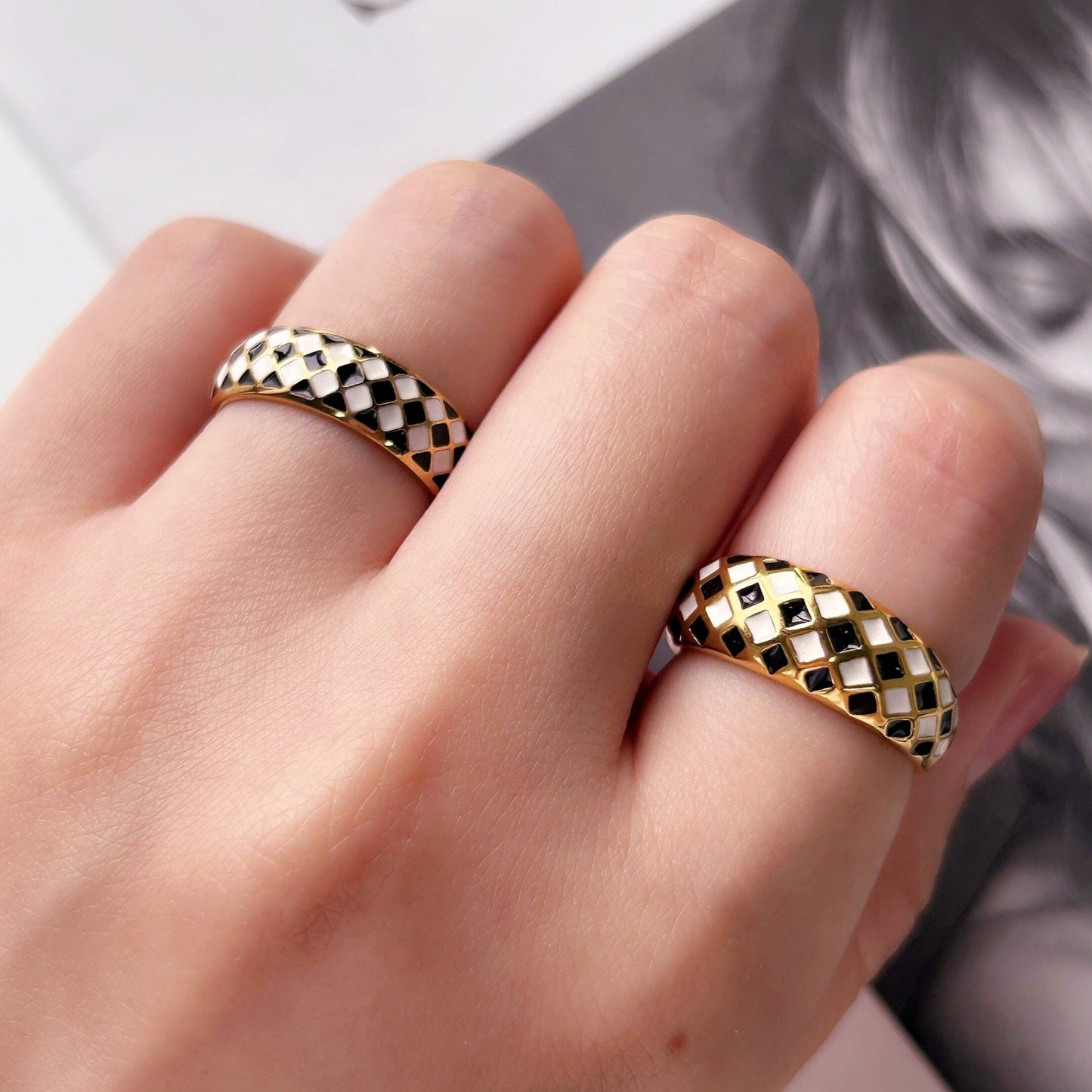 Black & White Checker Ring