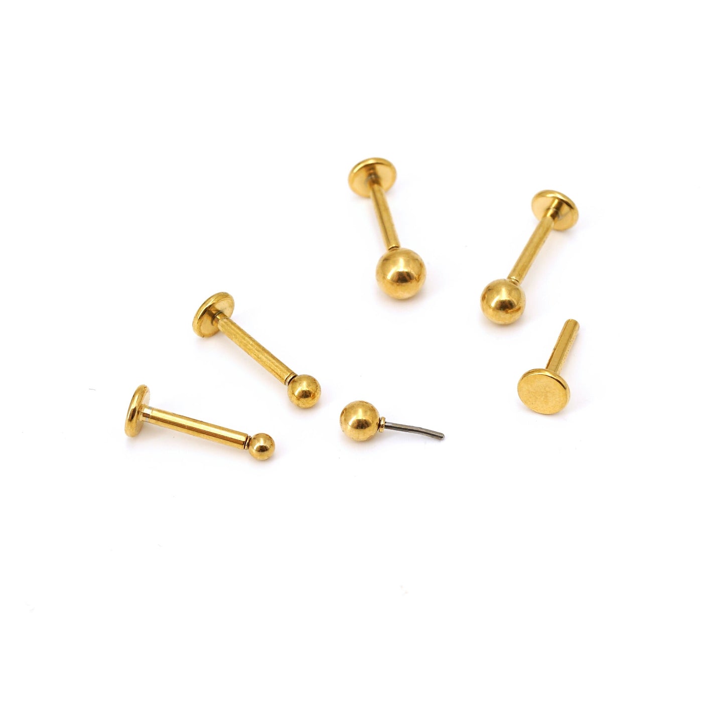 Tiny Ball Flat Back Stud Earrings, Threadless Push Pin Labret