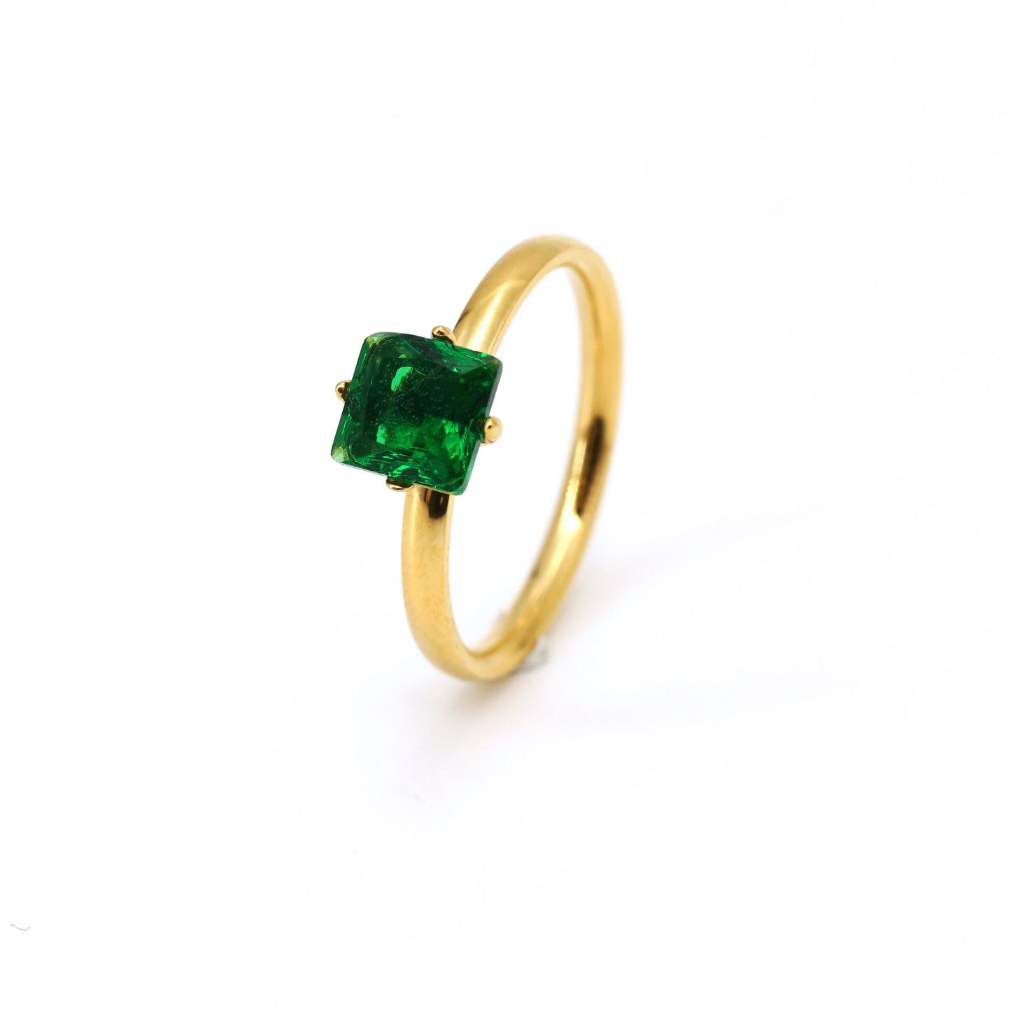 Square Emerald Ring, Stackable Ring