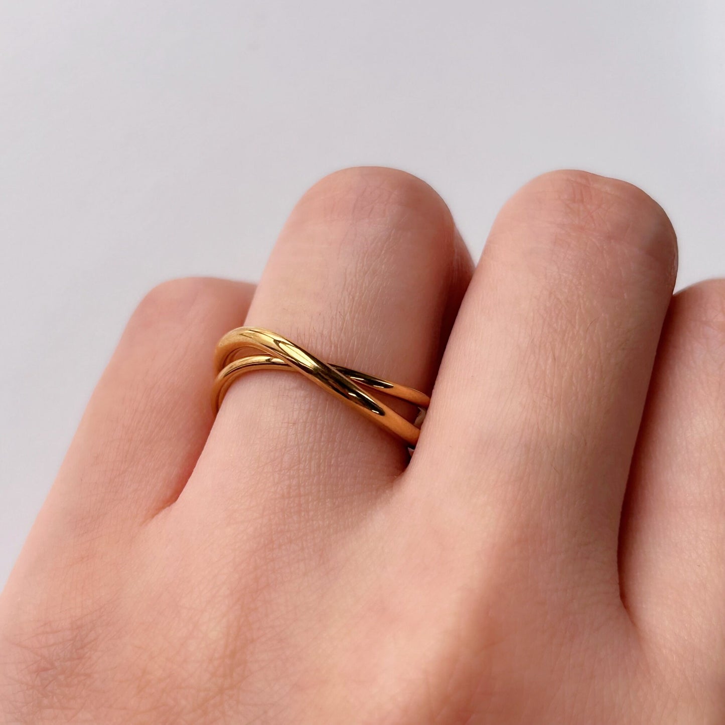 Gold Interlocked Curved Ring, Stacking Rings