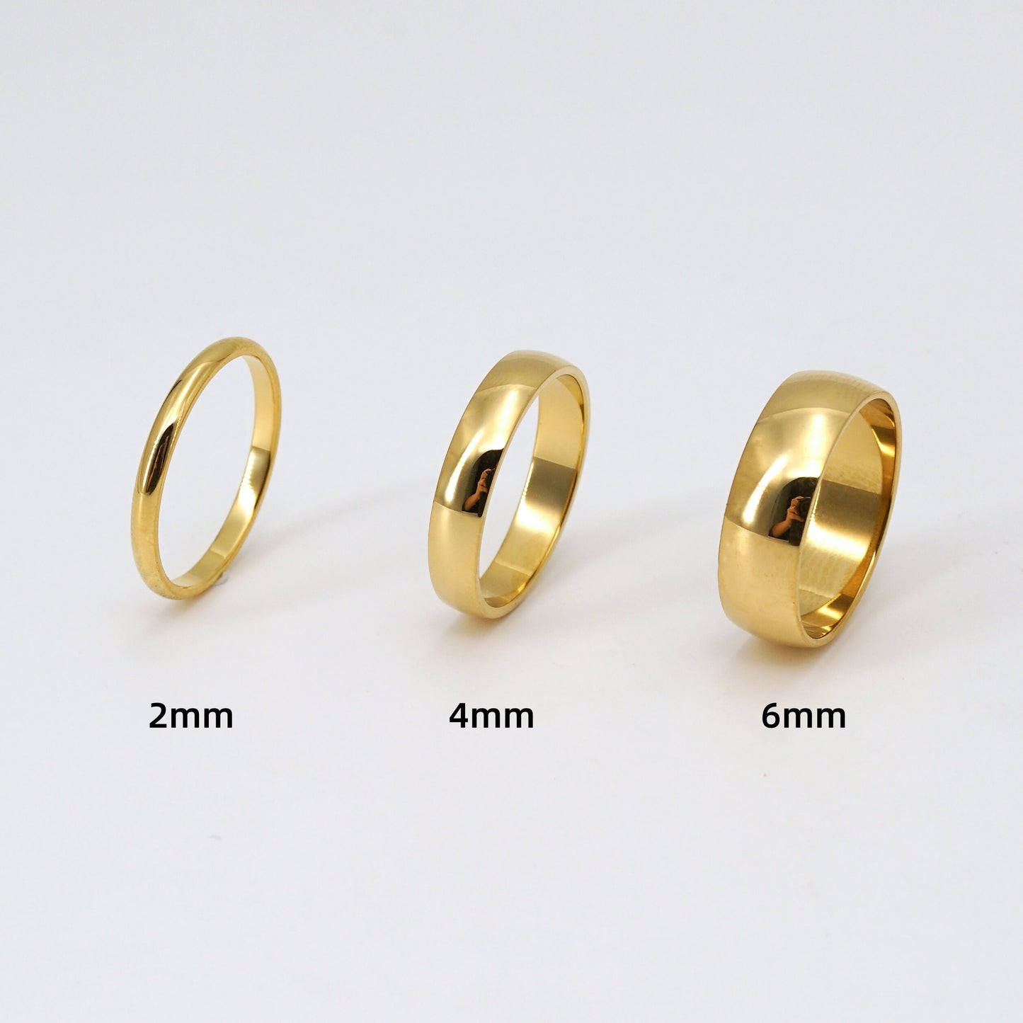 Simple Gold Band Ring, Waterproof Titanium Ring