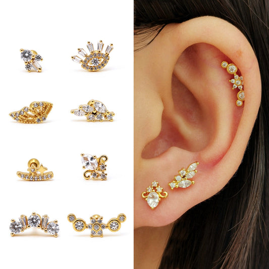 16G Half Butterfly Stud Earring, Screw Back Piercing