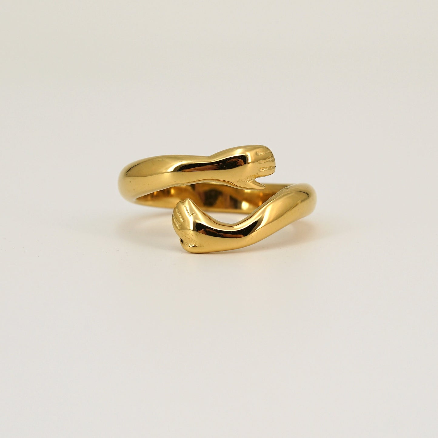 Gold Hugging Hands Ring, Couple Lover Ring