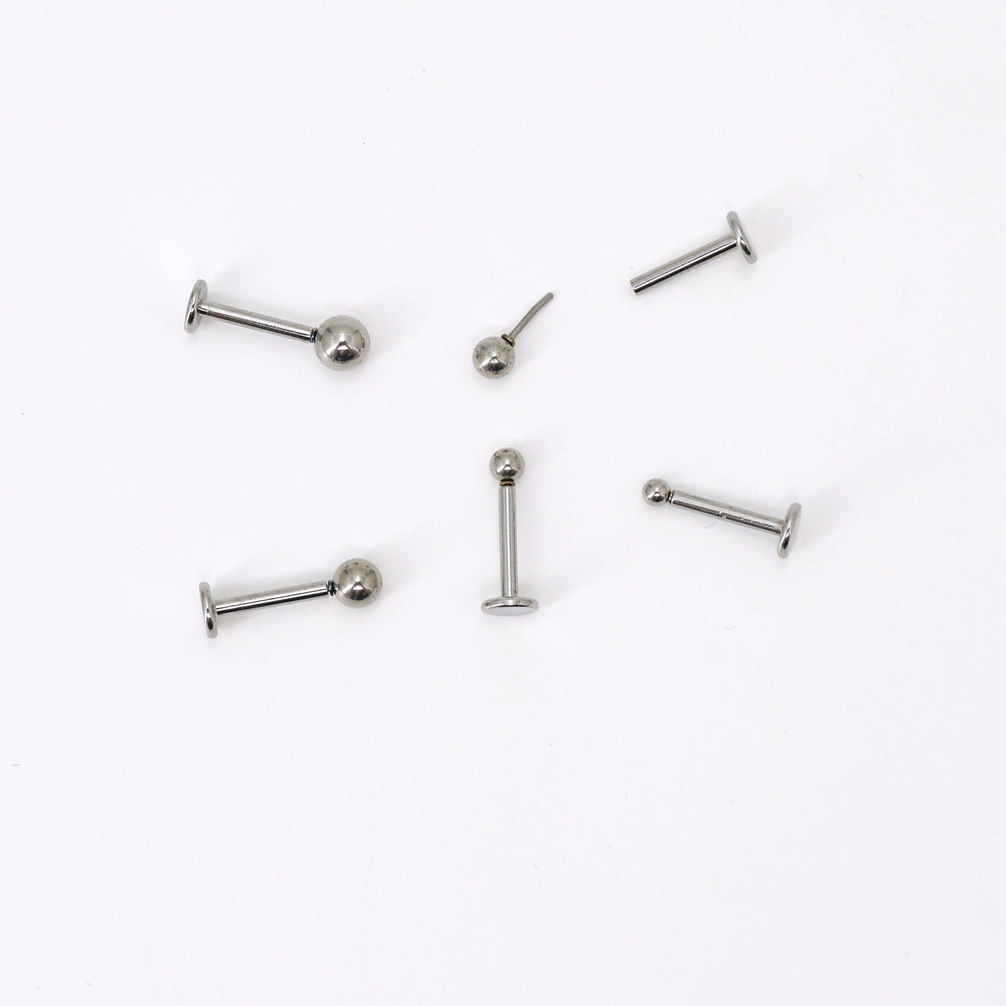 Tiny Ball Flat Back Stud Earrings, Threadless Push Pin Labret