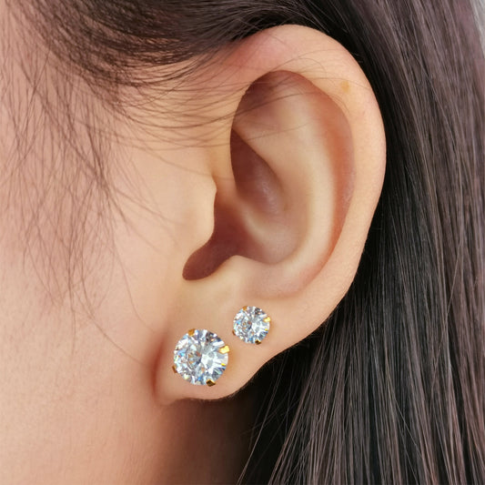 Diamond Stud Earrings - Pair, 3/4/5/6/7/8 mm