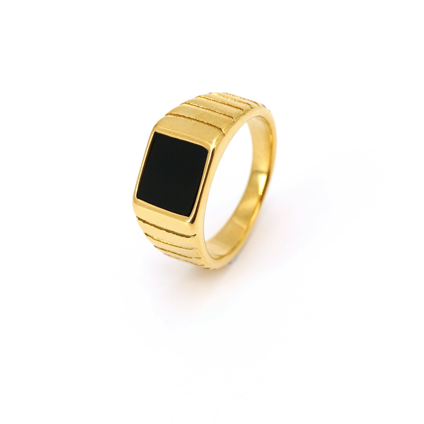 Gold Black Onyx Signet Ring