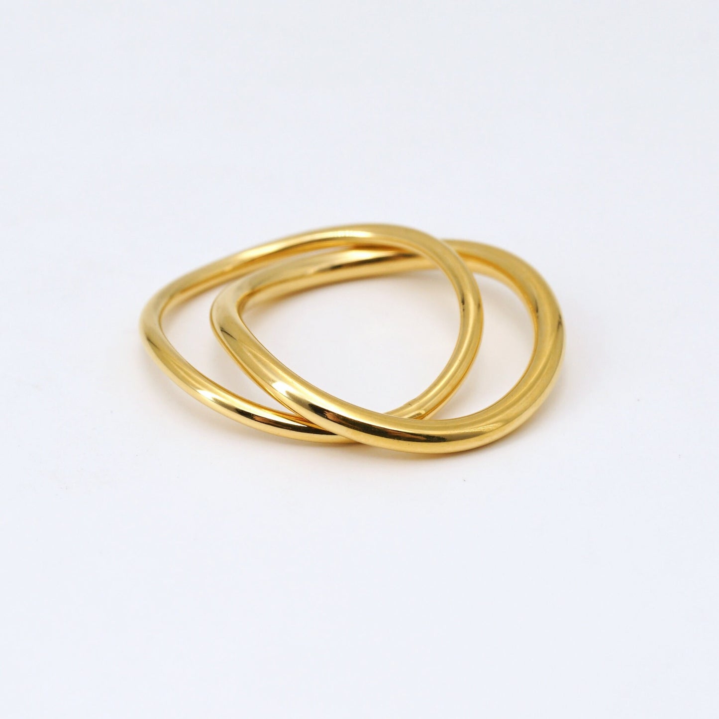 Gold Interlocked Curved Ring, Stacking Rings