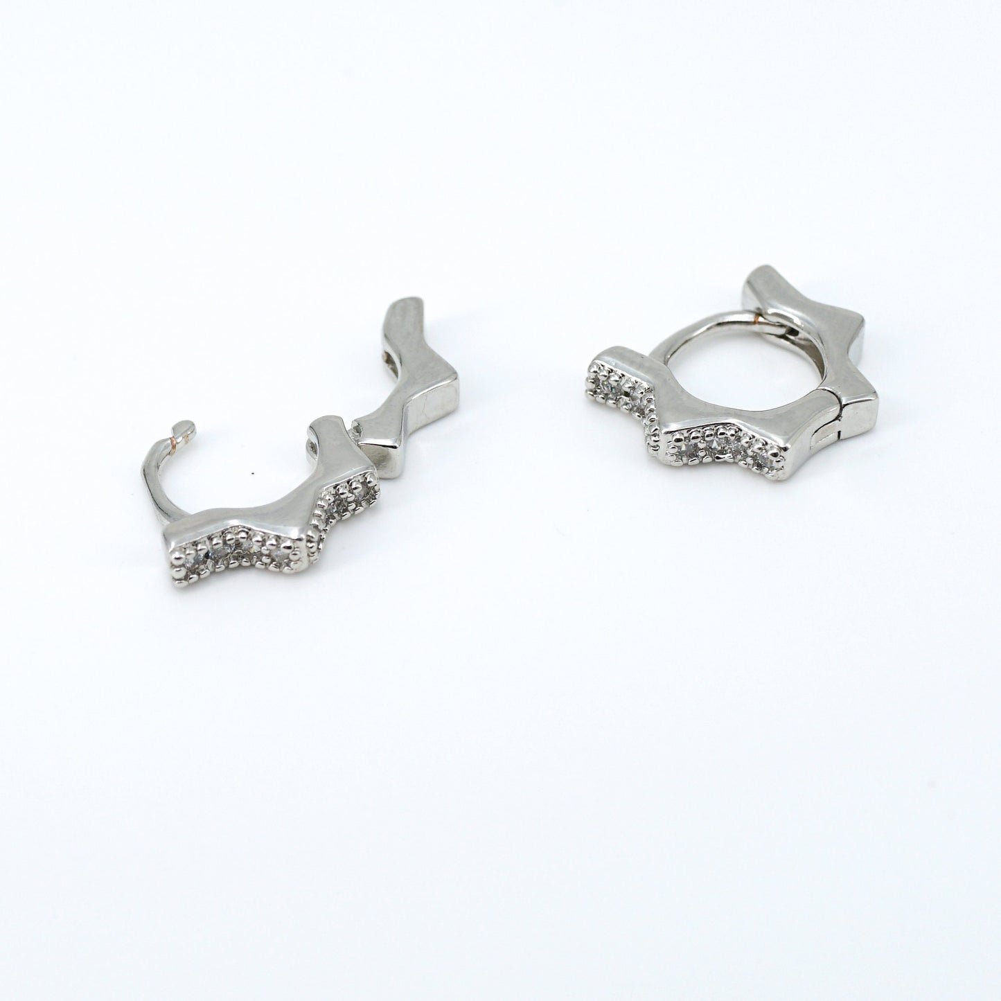 CZ Paved Star Huggie Hoops, Minimalist Earrings