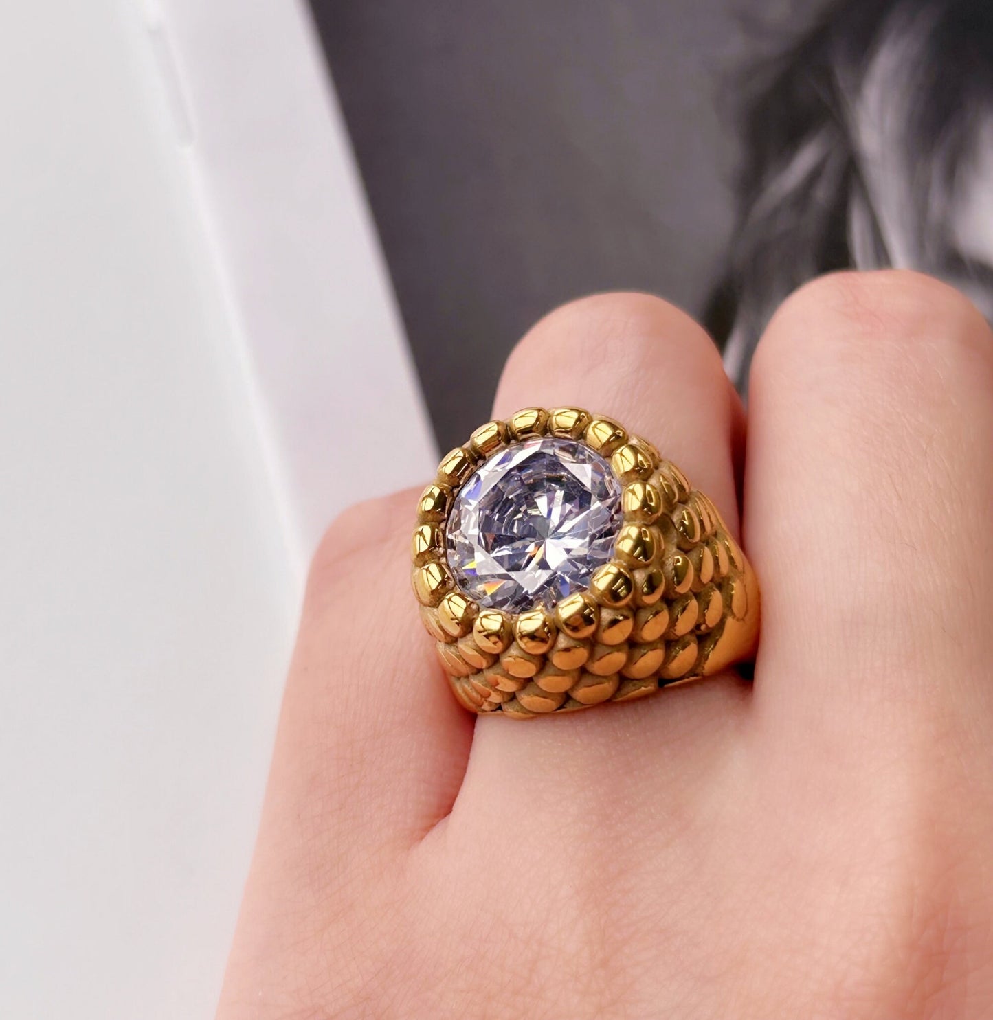 Gorgeous Diamond Dome Ring, Luxury Statement Ring