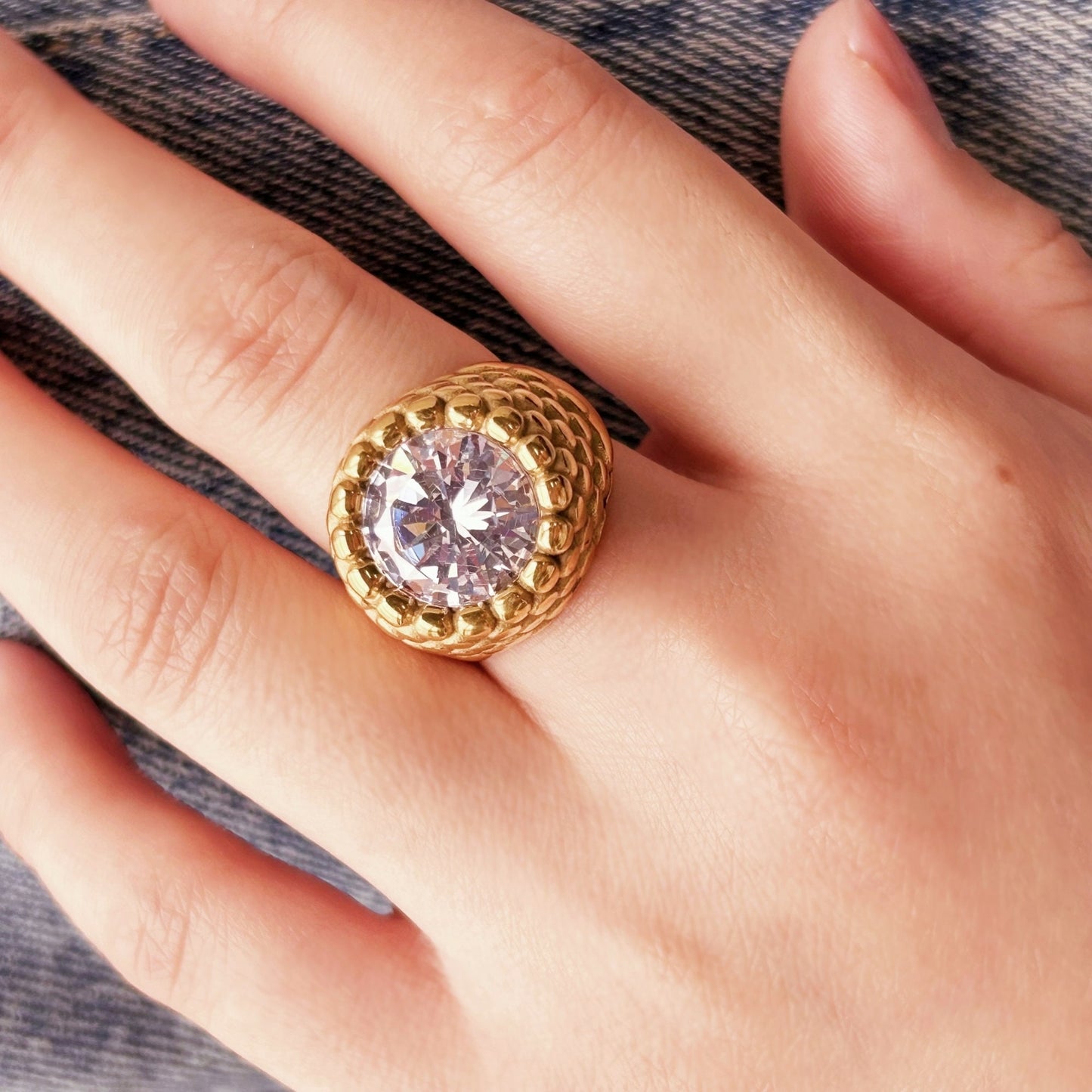 Gorgeous Diamond Dome Ring, Luxury Statement Ring