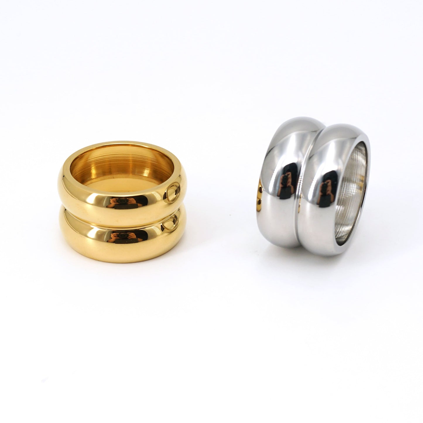 Chunky Gold Thick Bold Ring, Waterproof Titanium Ring