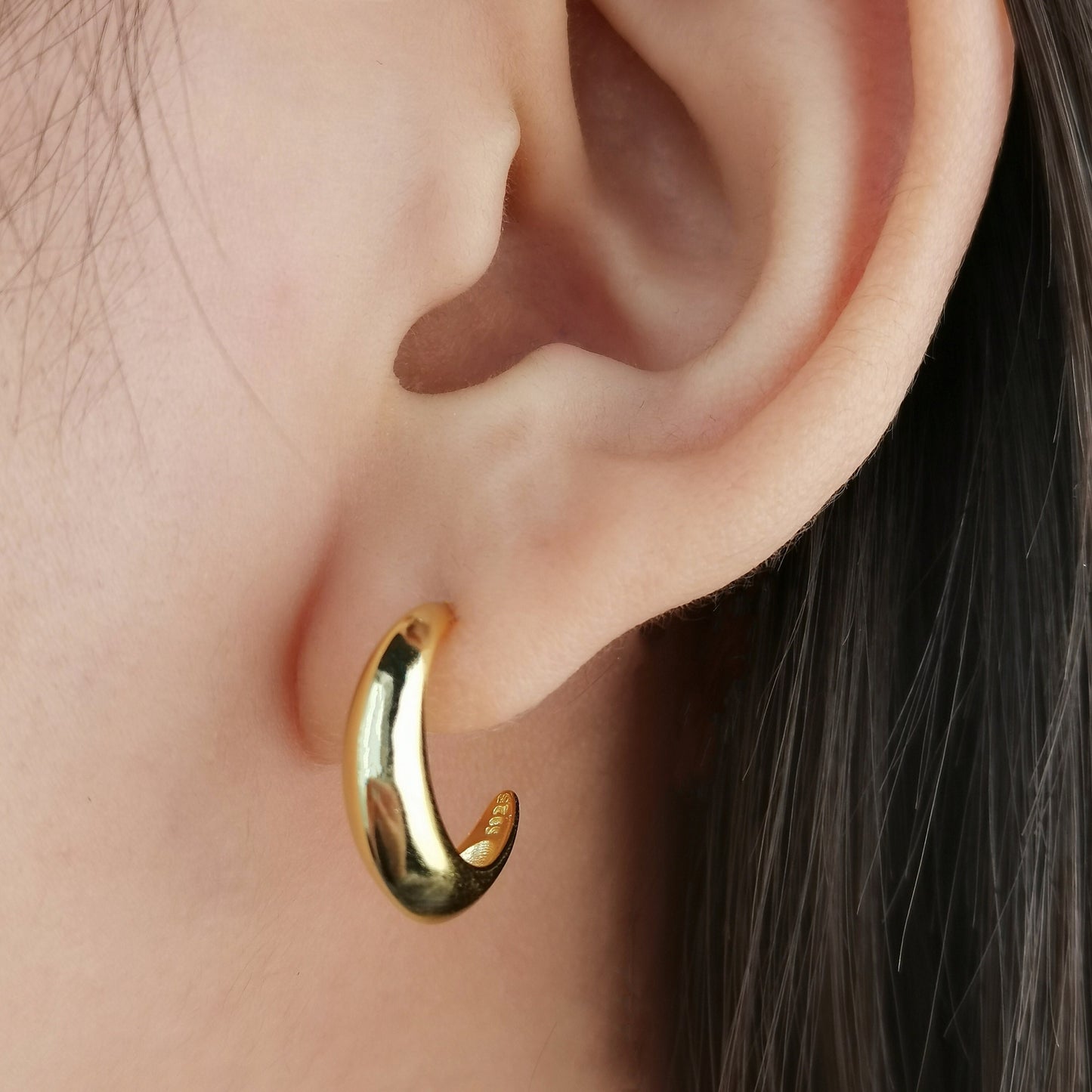 Simple C-shaped Hoop Earrings, Minimalist Hoops