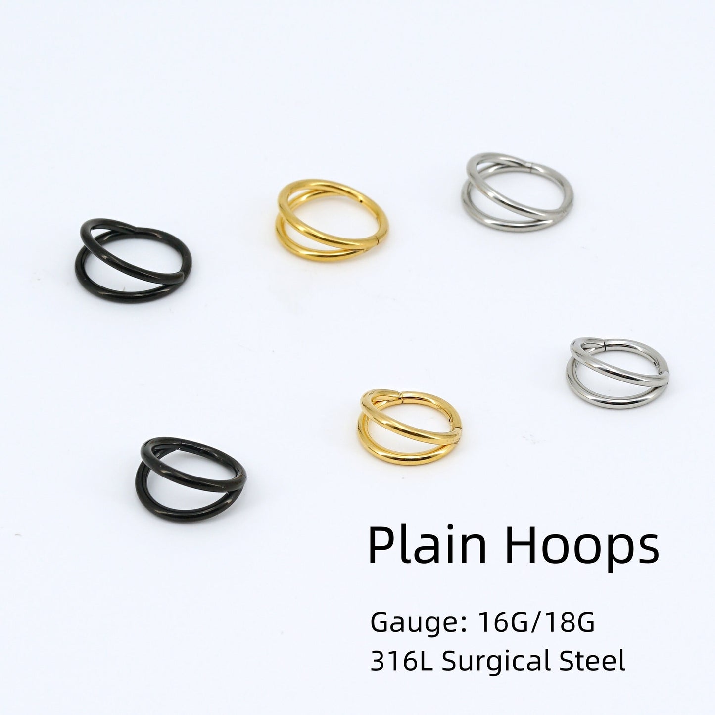 16G/18G Double Hoop Earring, Nose/Ear Piercing Hoop