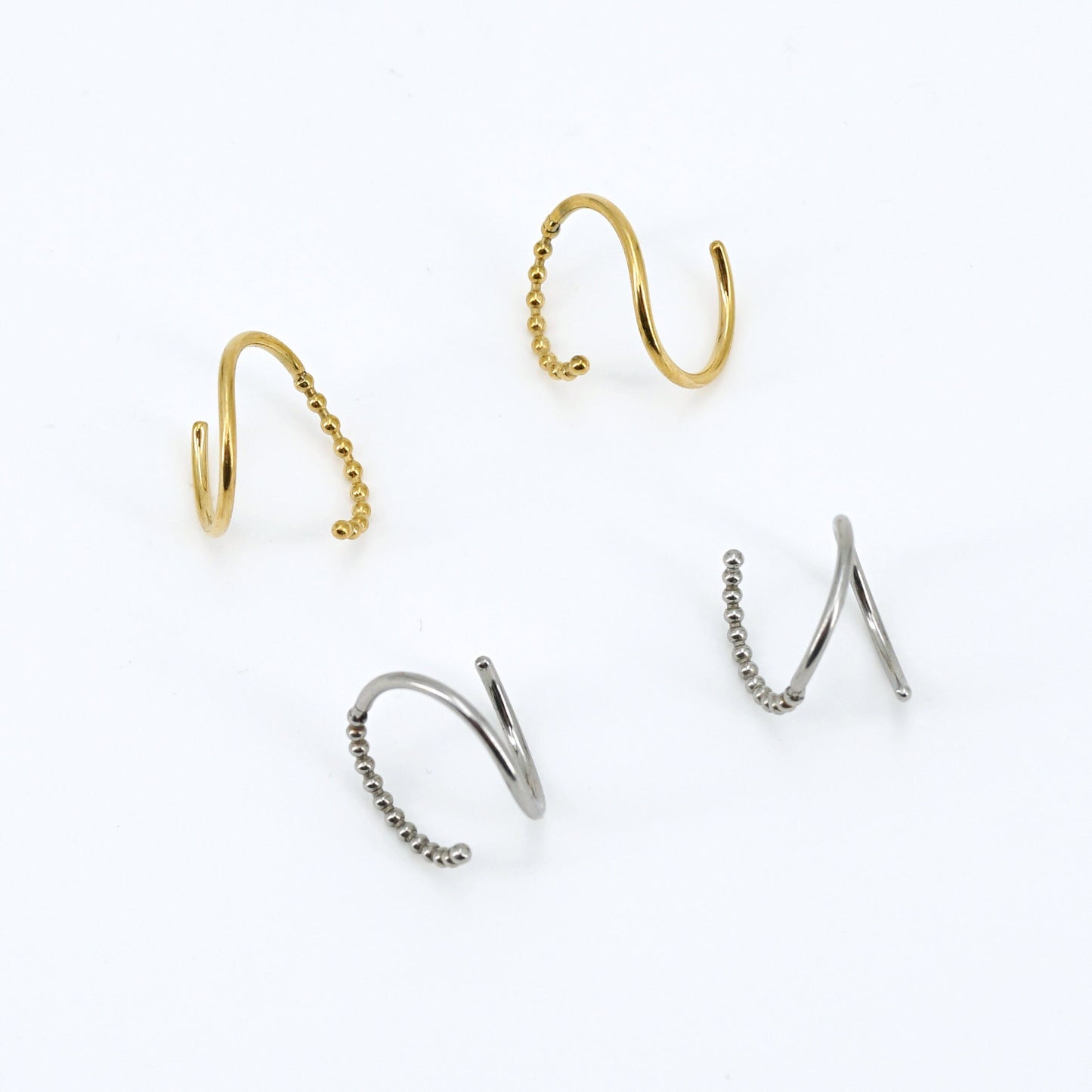 Single Pierced Double Hoops Spiral Earrings