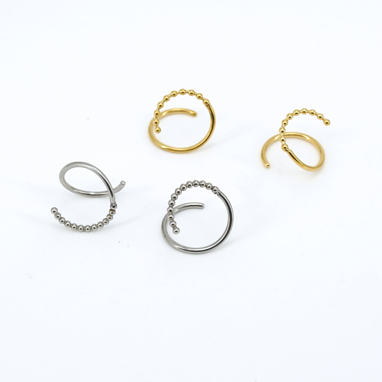 Single Pierced Double Hoops Spiral Earrings