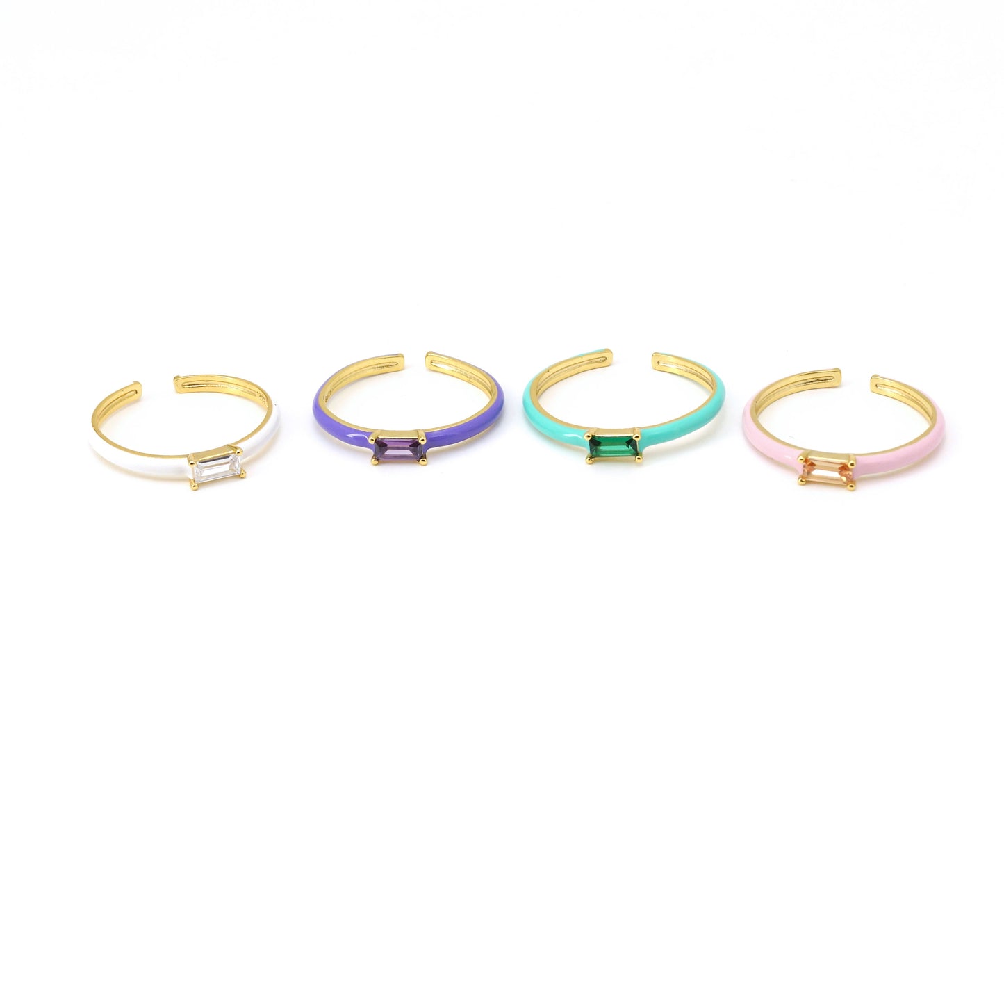 Colored Baguette Zirconia Enamel Ring