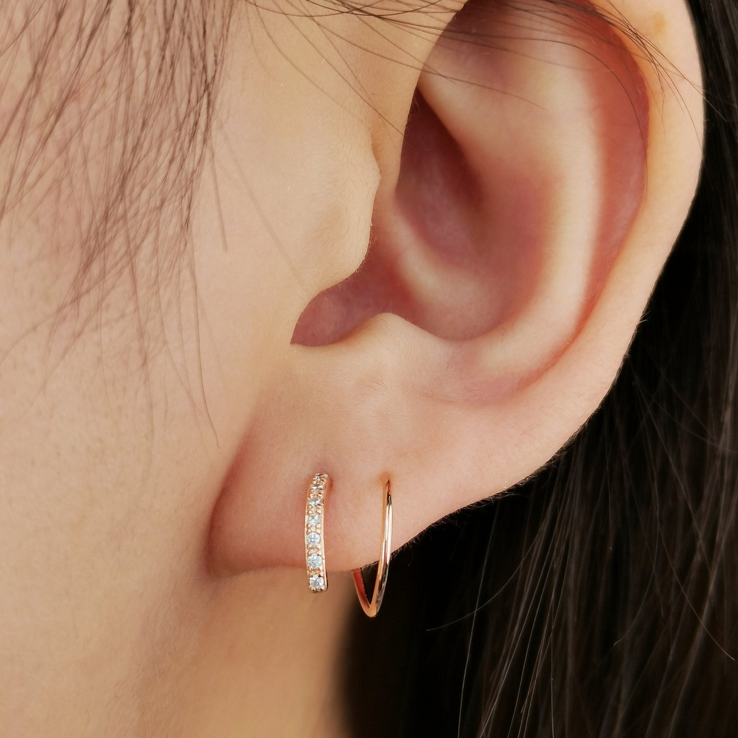 CZ Spiral Double Hoop Earrings, Sterling Silver Hoops