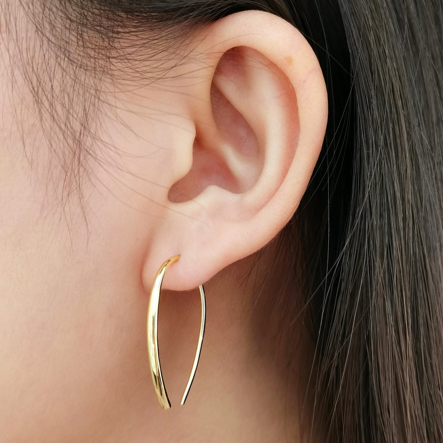 Arc Shape Open Hoop Threader Earrings