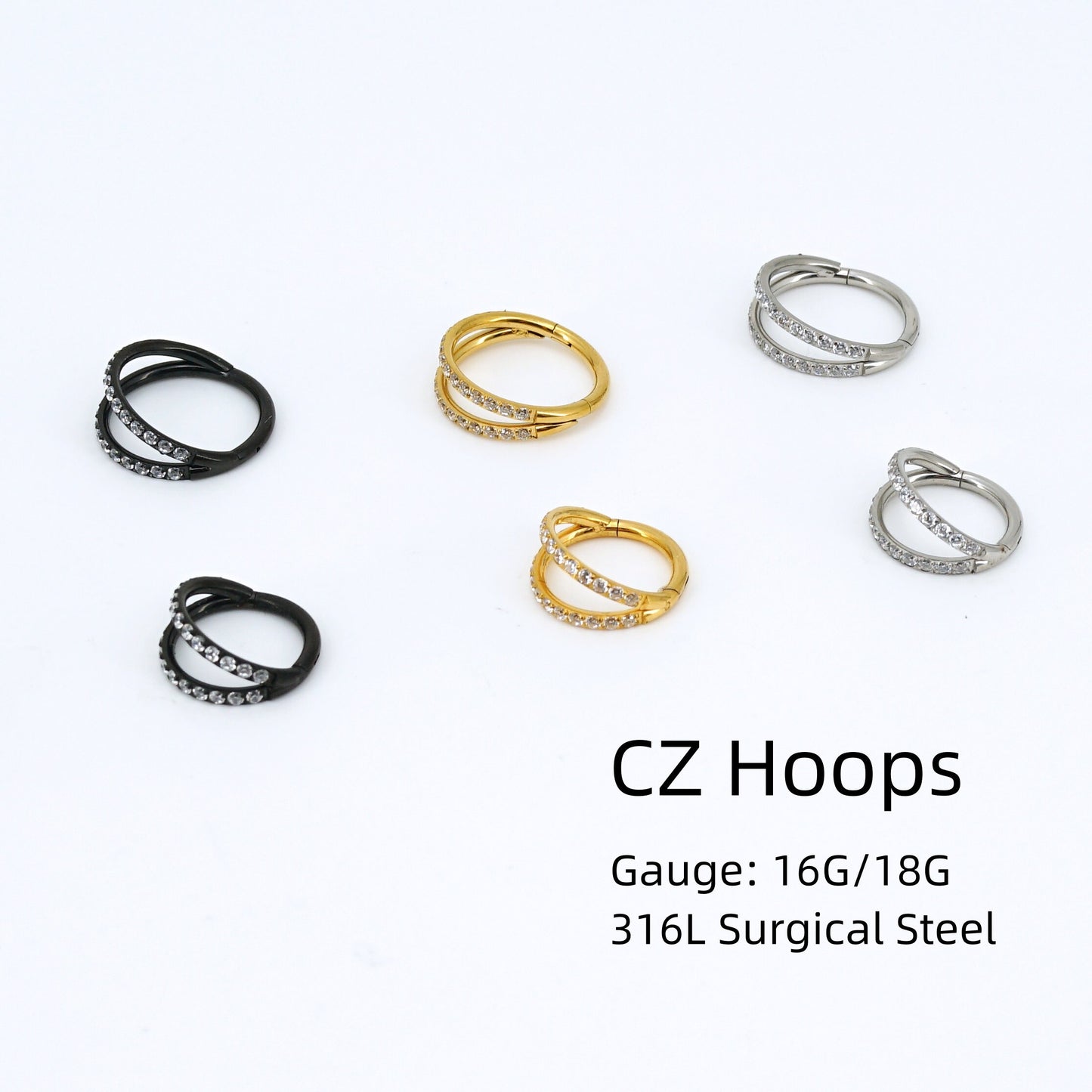 16G/18G Double Hoop Earring, Nose/Ear Piercing Hoop