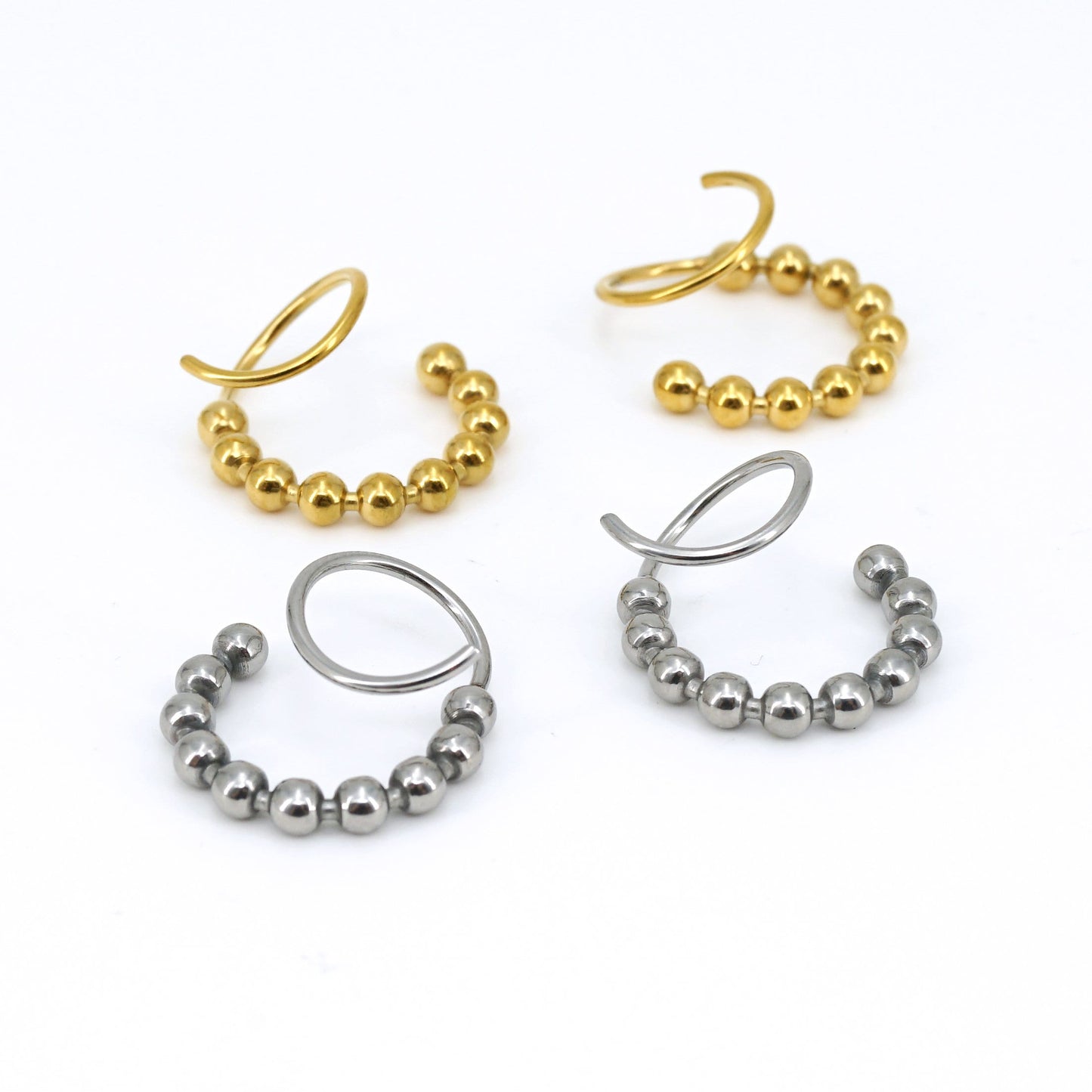 Single Pierced Beaded Double Hoop Earrings