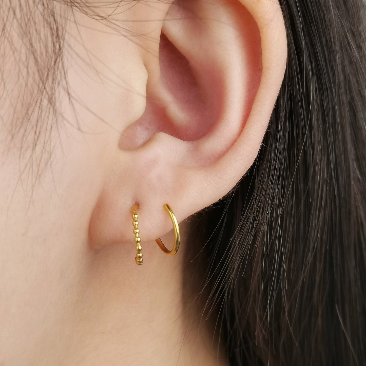 Single Pierced Double Hoops Spiral Earrings