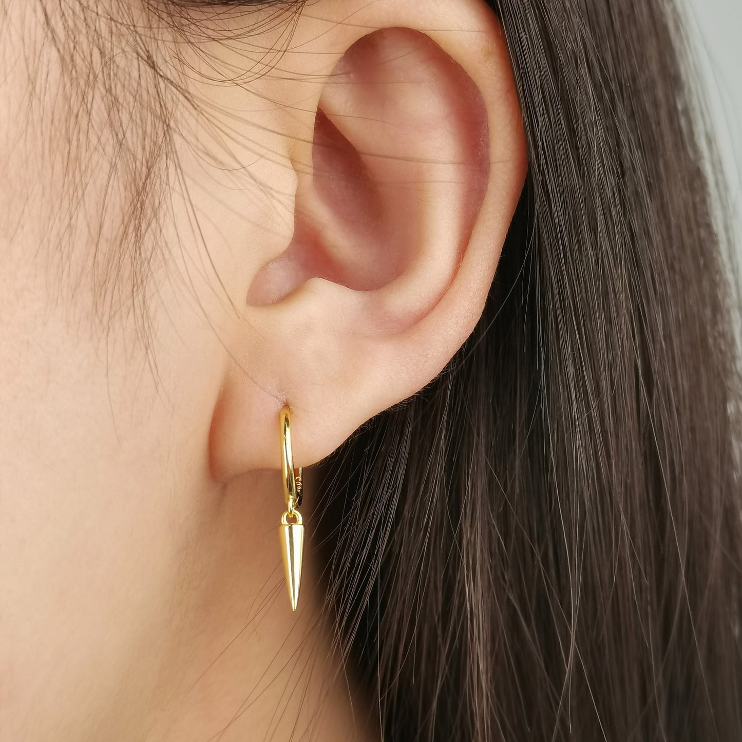 Sterling Silver Spike Dangle Hoop Earrings