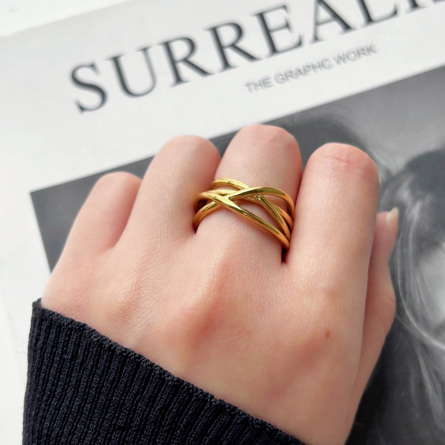 Gold Wrap Ring, Wraparound Stackable Ring