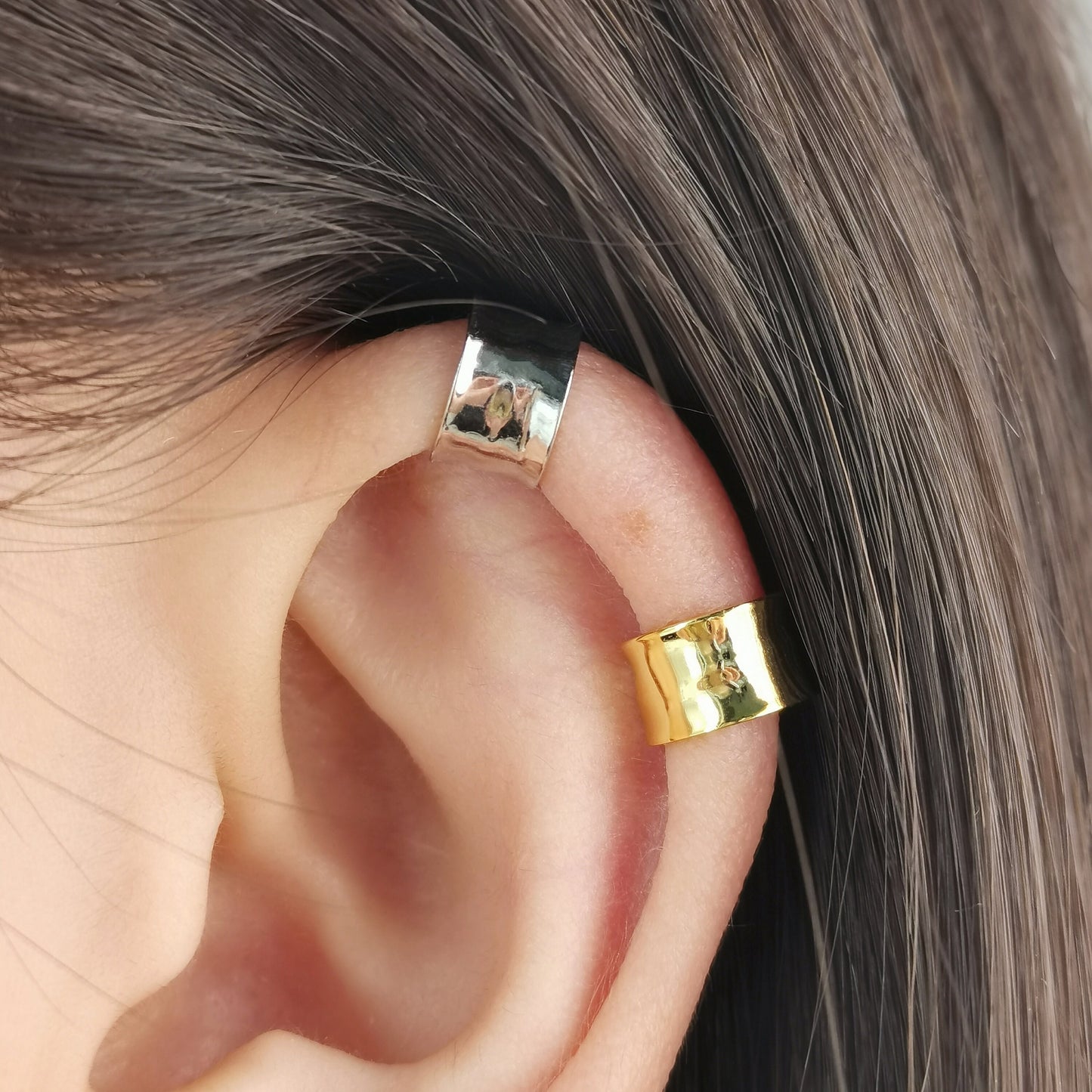 Minimalist Wide Band Cuff Earrings, None Piercing Conch Ear Cuff