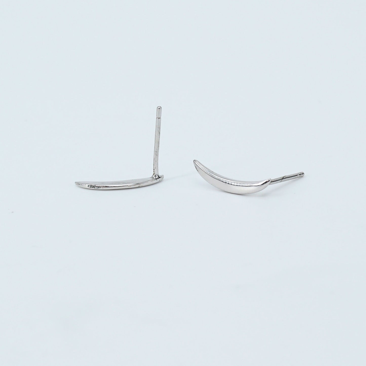 925 Sterling Silver Crescent Stud Earrings