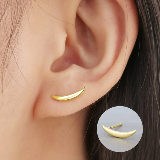 925 Sterling Silver Crescent Stud Earrings