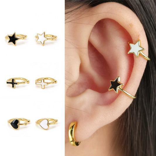 Heart/Star/Cross Enamel Ear Cuff, No Piercing Needed