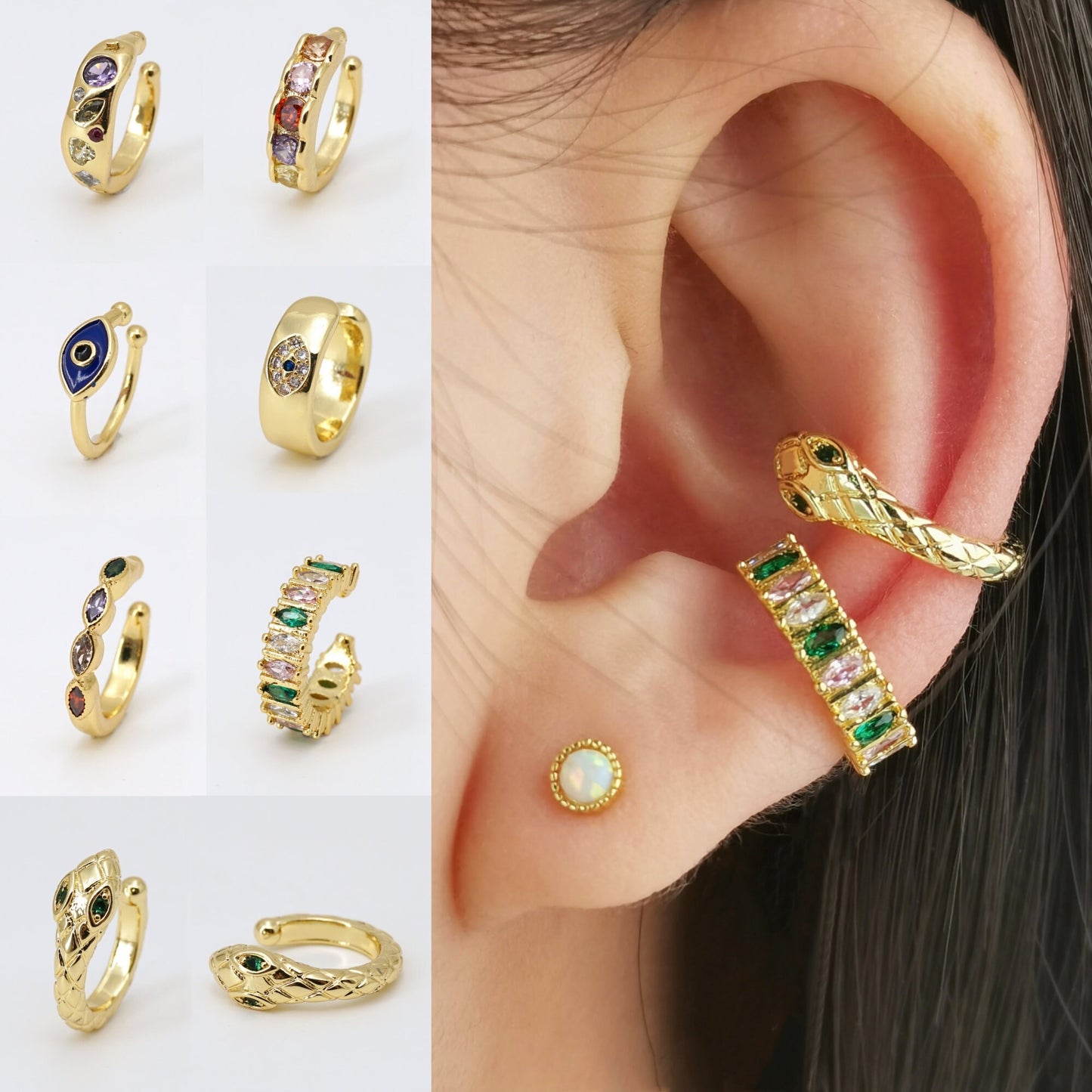 CZ Snake Ear Cuff, No Piercing Needed