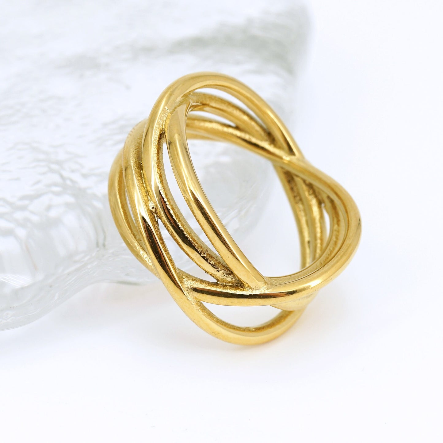 Gold Wrap Ring, Wraparound Stackable Ring