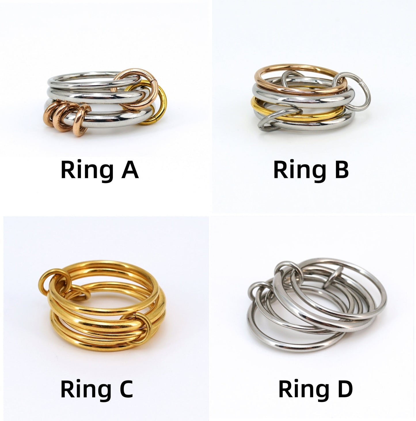 Quadruple interlocked Ring, Minimalist Connecter Link Ring