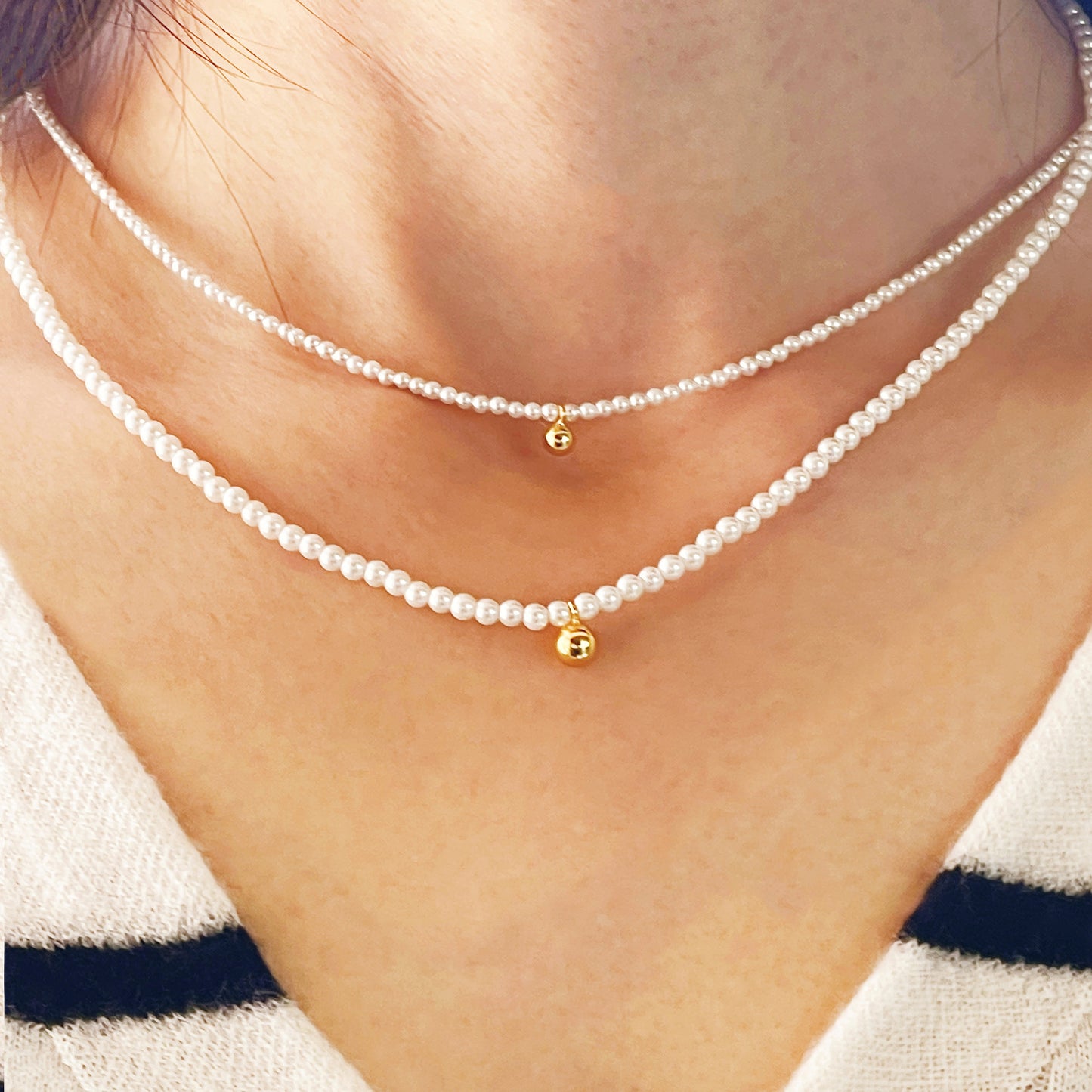 Classic Pearl Choker Necklace, 2/3mmm, Wedding Bridal Jewelry